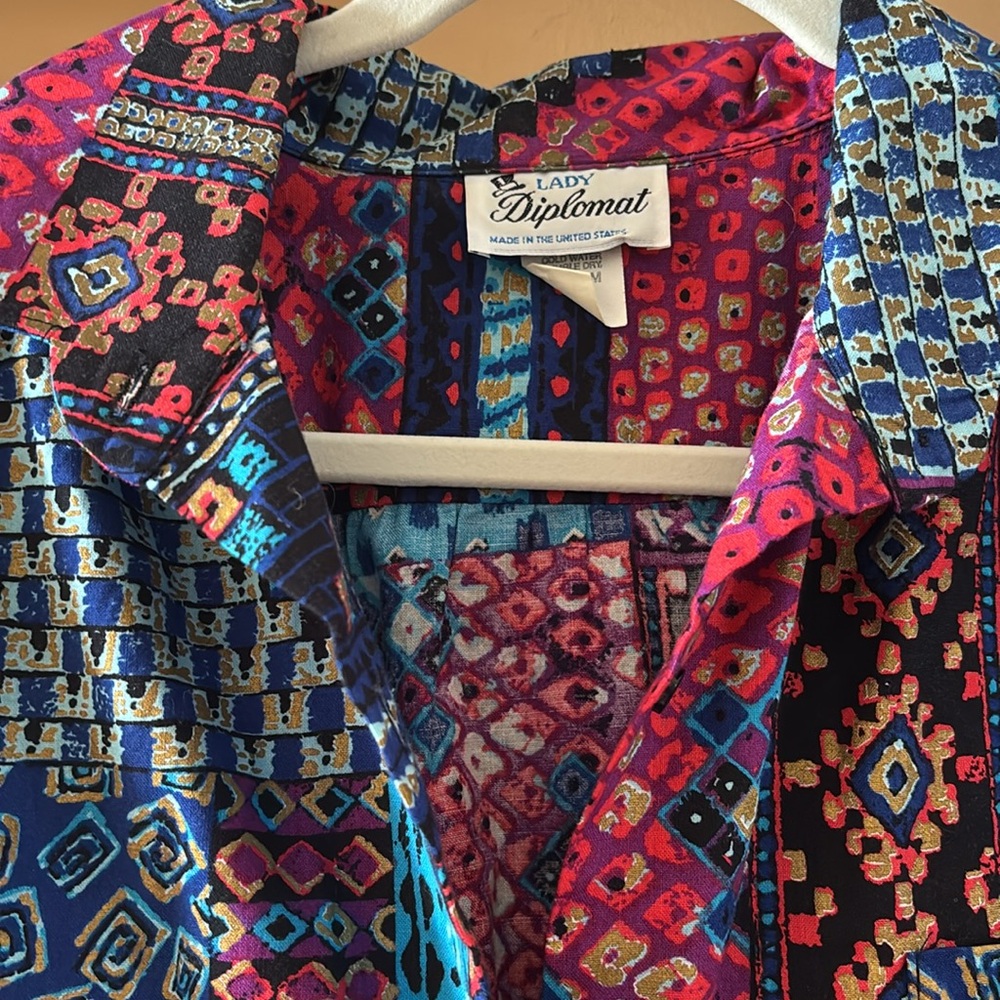 Vintage Pattern Button Down Shirt - image 2